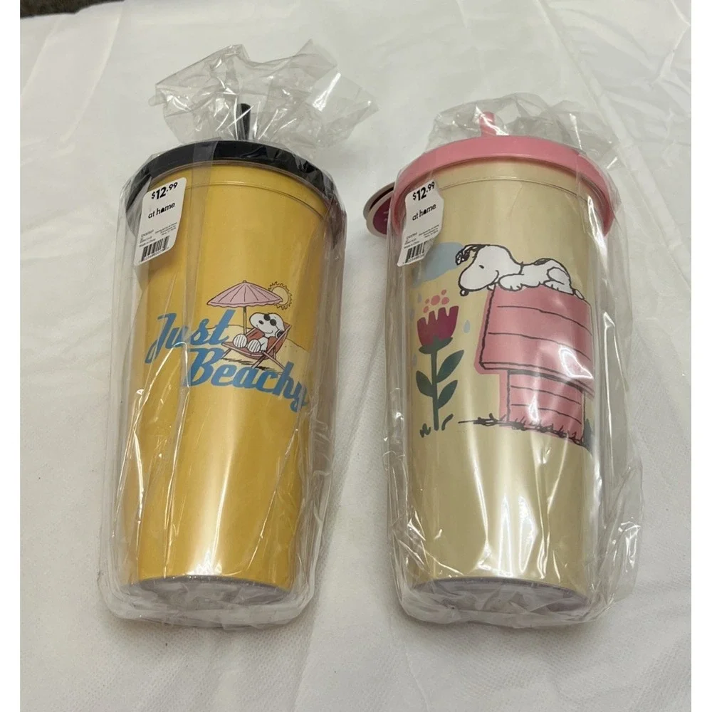 Peanuts Snoopy Iced Coffee Tumbler Set of 2 Just Beachy Doghouse Charlie Brown